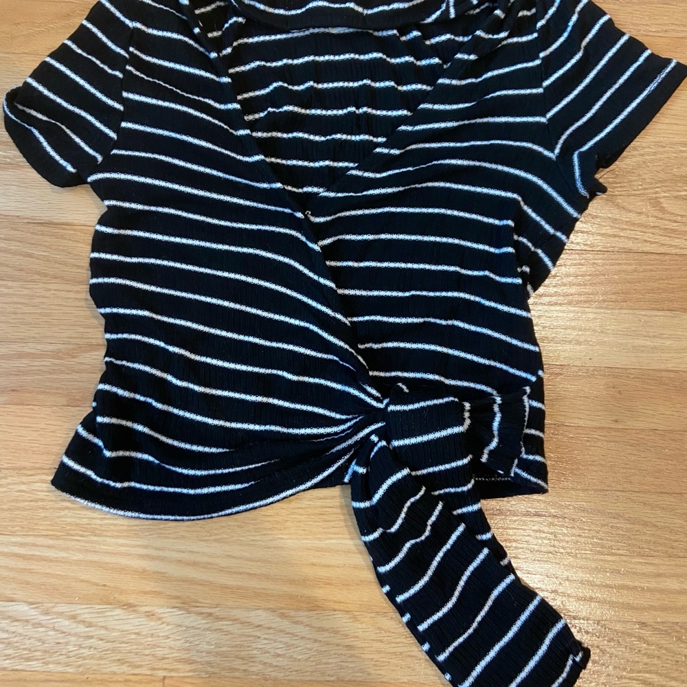 Striped crop top with wrap tie